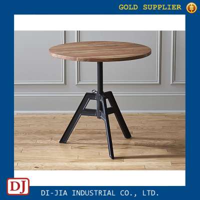 Industrial Style Wooden Adjustable Height Round Dining Table Set