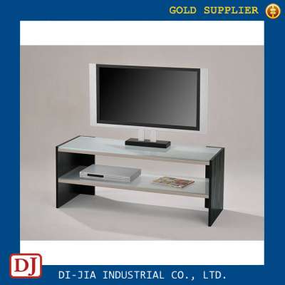 Modern Style Glass Shelf Storage Black MDF TV Stand