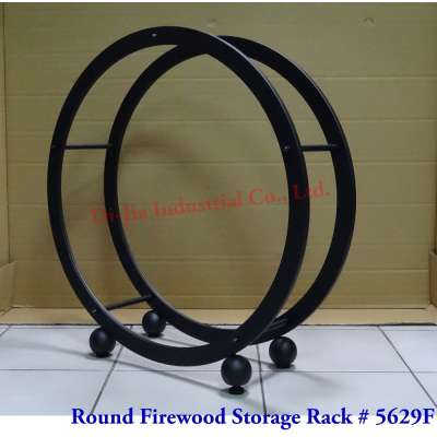 Modern Black Round Firewood Storage Rack